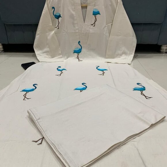 PURE KHADI COTTON ALINE KURTA With PLAZZO - Picture 13 of 16